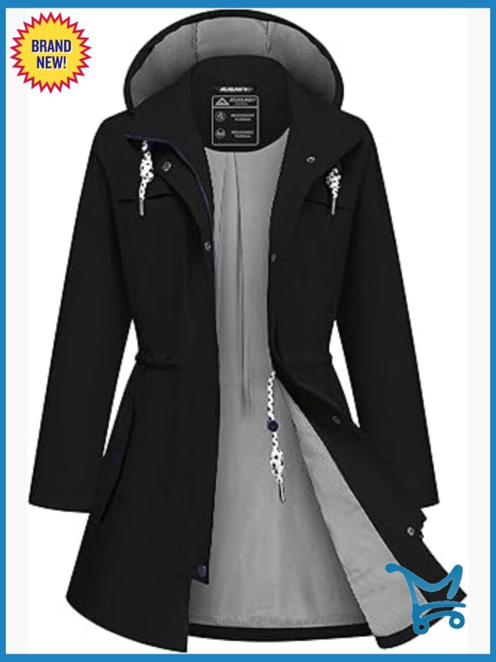 Waterproof Long Raincoat Hooded Lightweight Windbreaker Trench